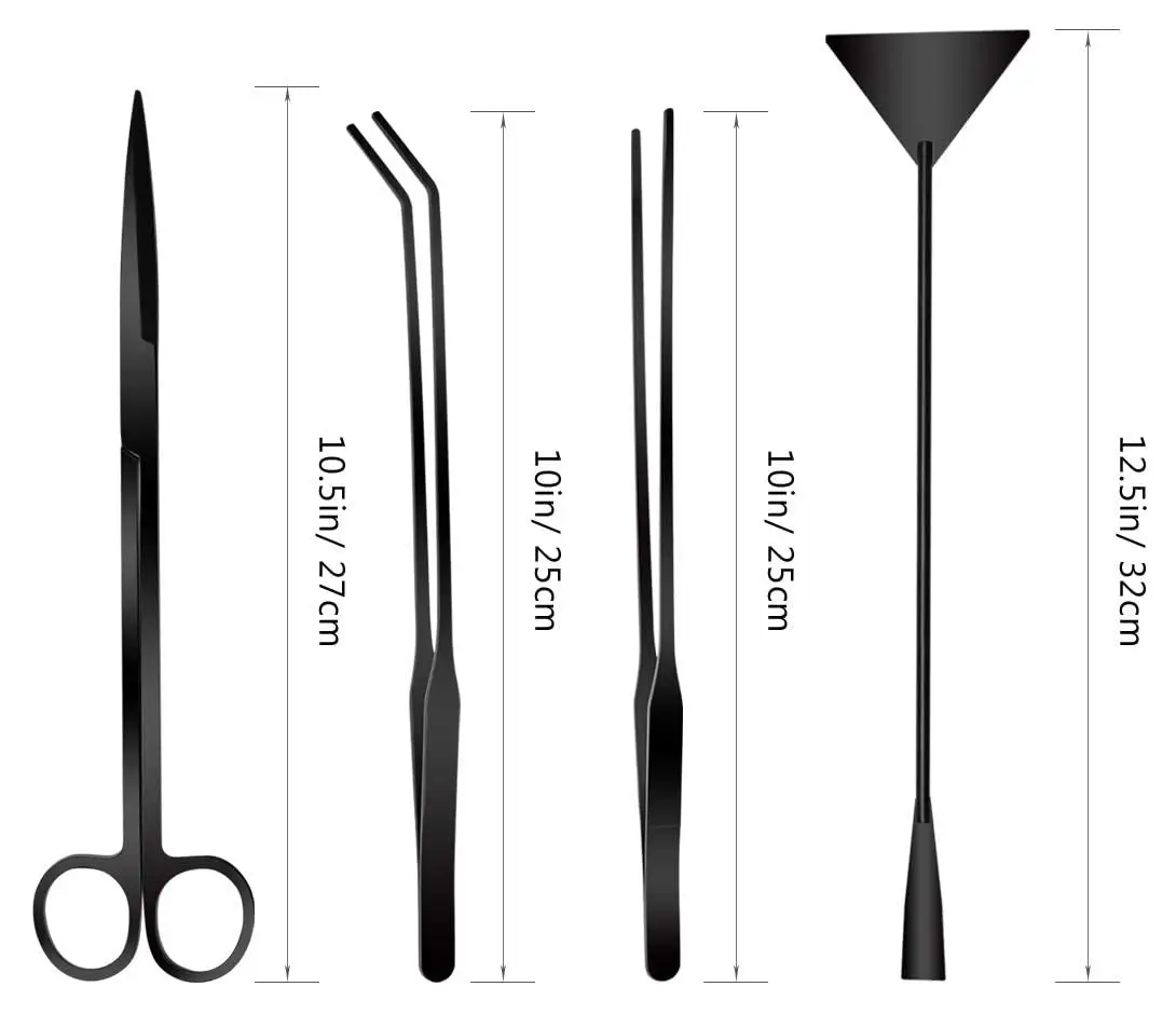 4 in 1 Black Stainless Steel Aquascape Tool Kit - Bild 3