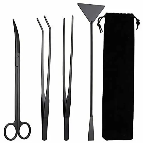 4 in 1 Black Stainless Steel Aquascape Tool Kit - Bild 2