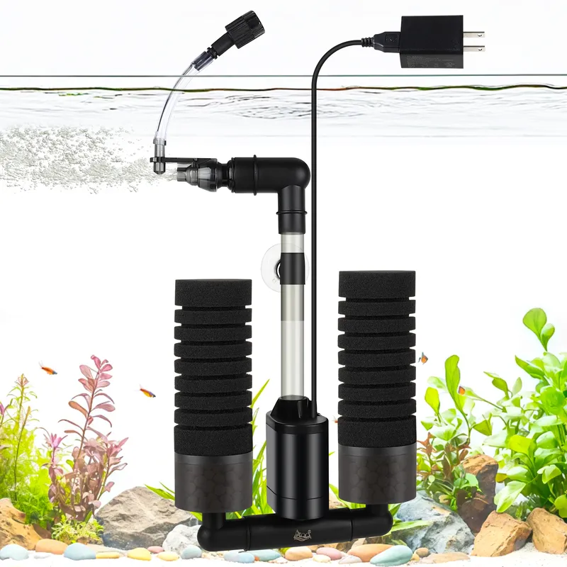 AQQA Electric Sponge Filter for Aquarium, Ultra Quiet USB Powered Breeding & Shrimp Filter For Freshwater & Saltwater Tank(110V, S)