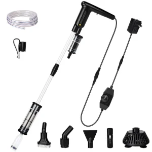 7-in-1 Upgraded DC 18W Electric Aquarium Vacuum Gravel Cleaner for Dirt Removal