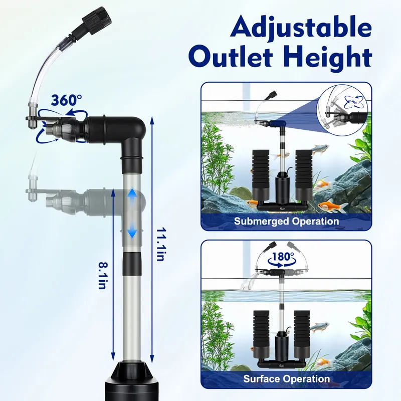 AQQA Electric Sponge Filter for Aquarium, Ultra Quiet USB Powered Breeding & Shrimp Filter For Freshwater & Saltwater Tank(110V, S) - Bild 5