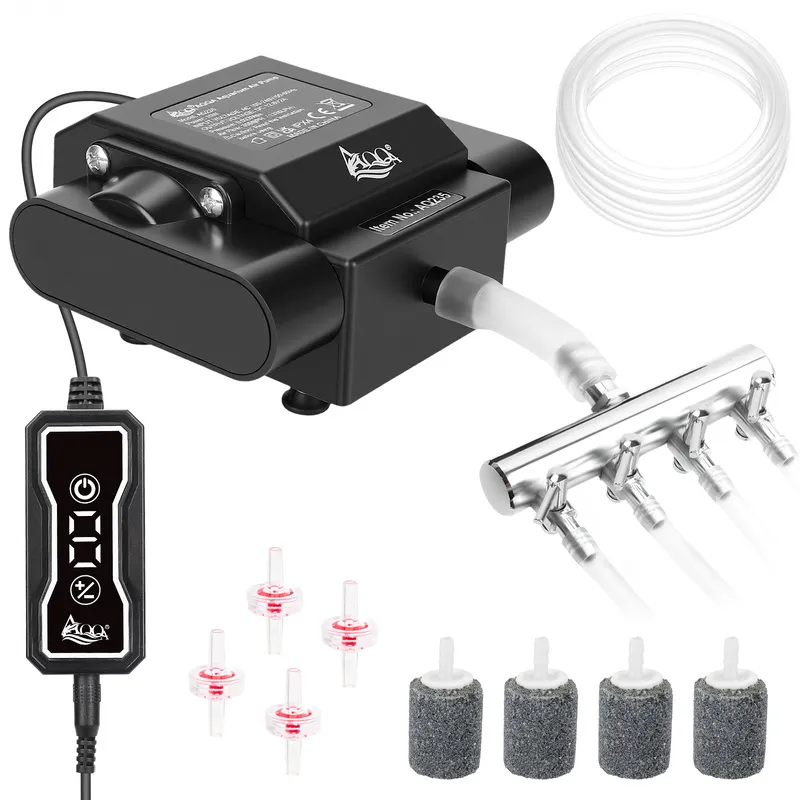 AQQA Adjustable Aquarium Air Pump, 4-Outlet Oxygen Aerator for Large Tanks & Ponds - Bild 2