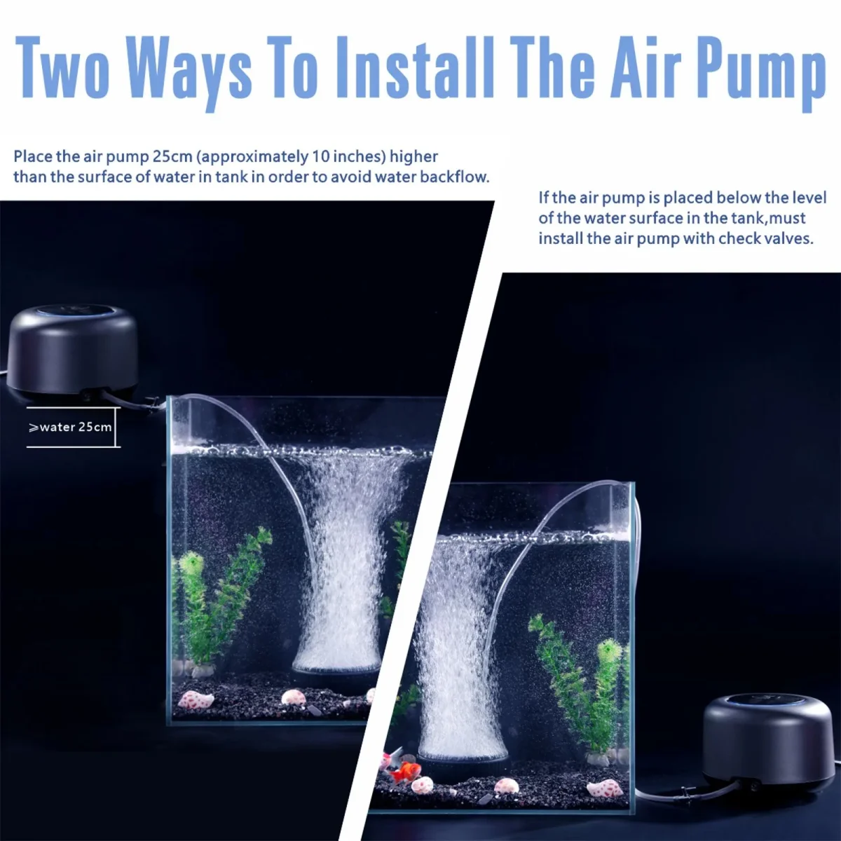 Powerful Aquarium Air Pump (5W/10W) with 2 Outlets, Adjustable 4 Airflow Rate Grades - Bild 7