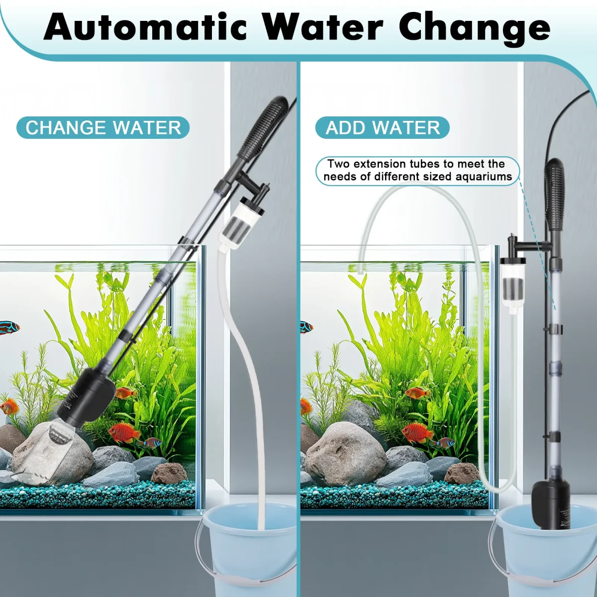 Multi-Functional Electric Aquarium Vacuum & Water Changer For Water Cleaning & Circulation (20W, 320GPH) - Bild 7
