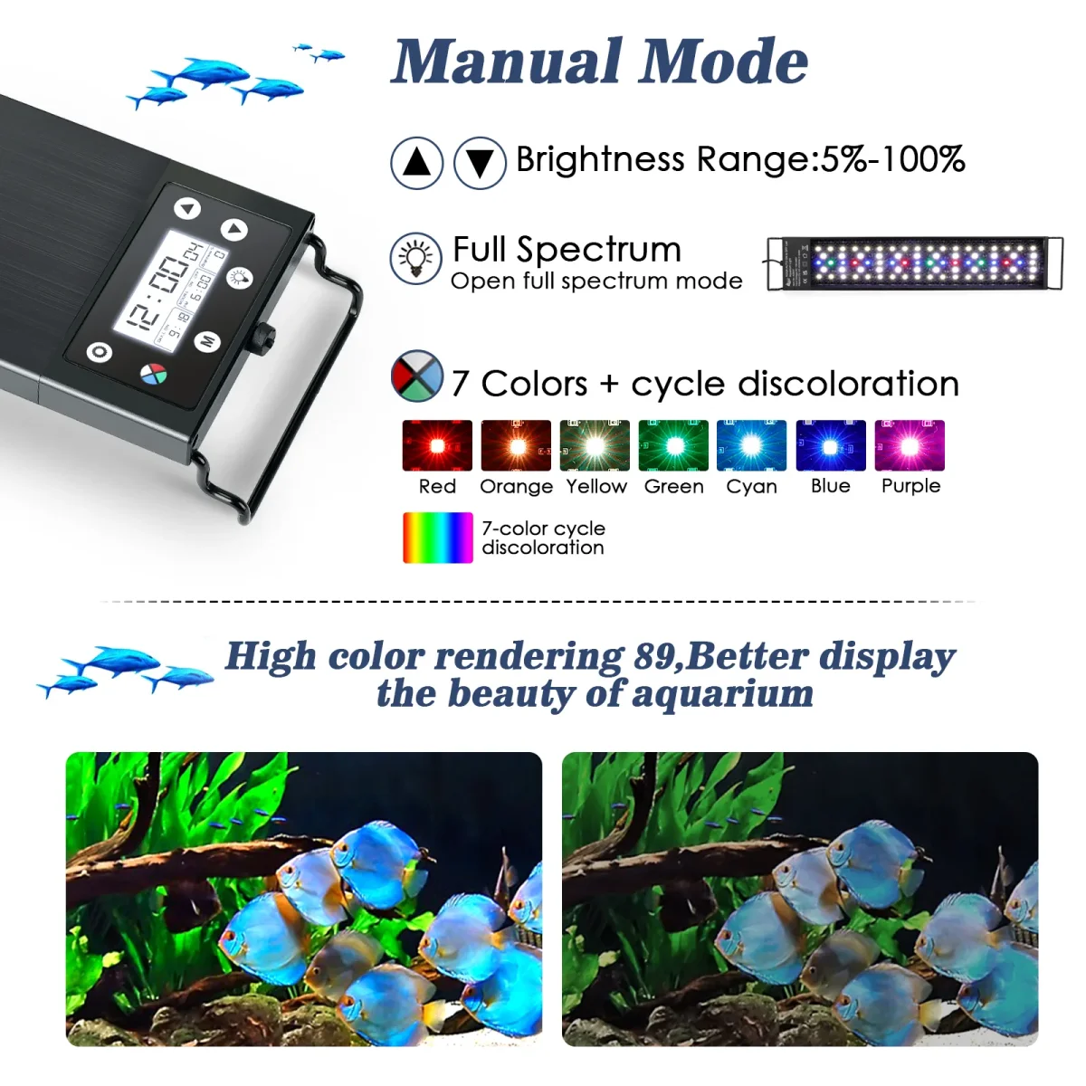 Multi-Function Aquarium LED Light (12W) with 24/7, Adjustable Brightness & Timer - Bild 5