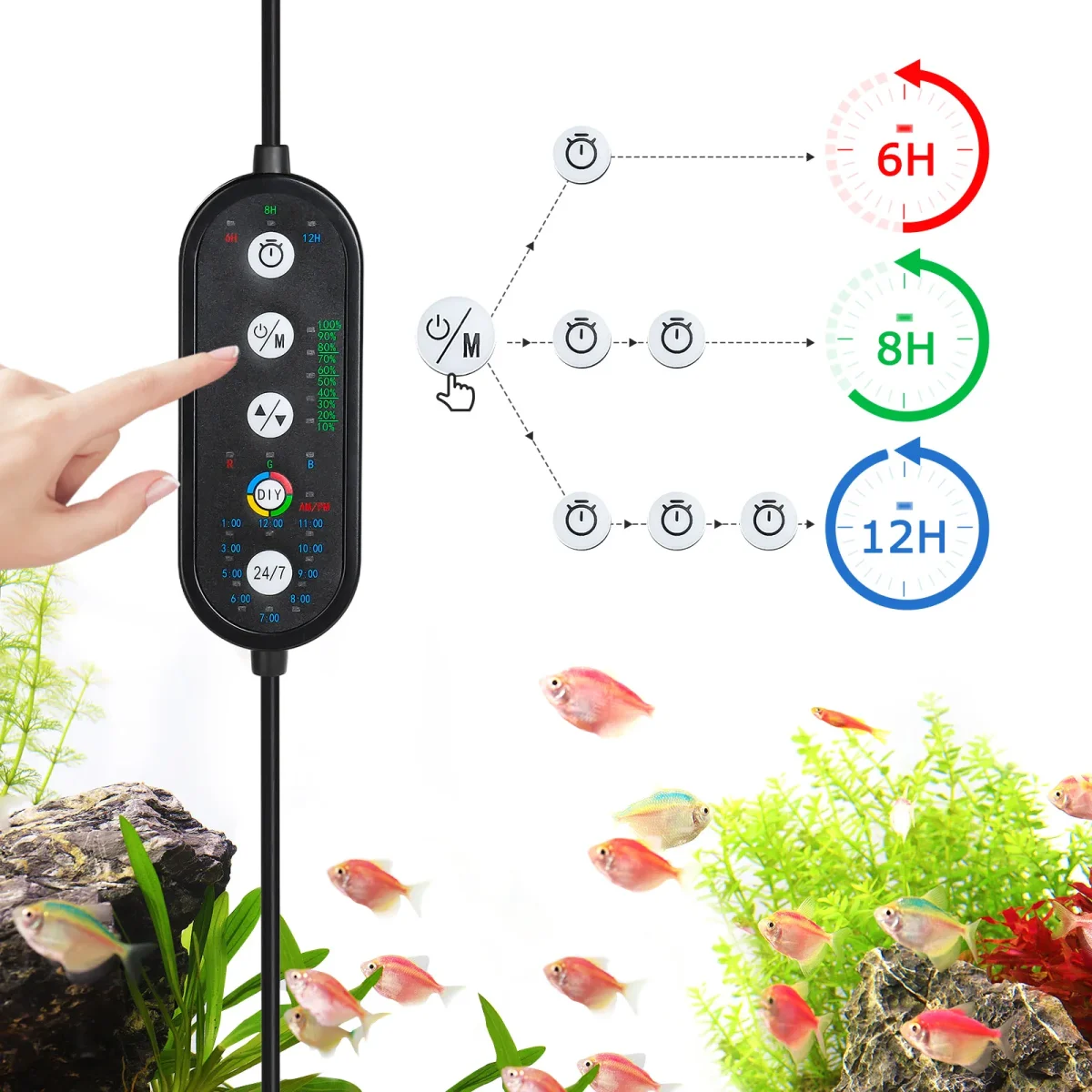 LED Aquarium Light, 14W, for 12-18 Inch Tanks with 24/7 Mode, DIY & Timer - Bild 4