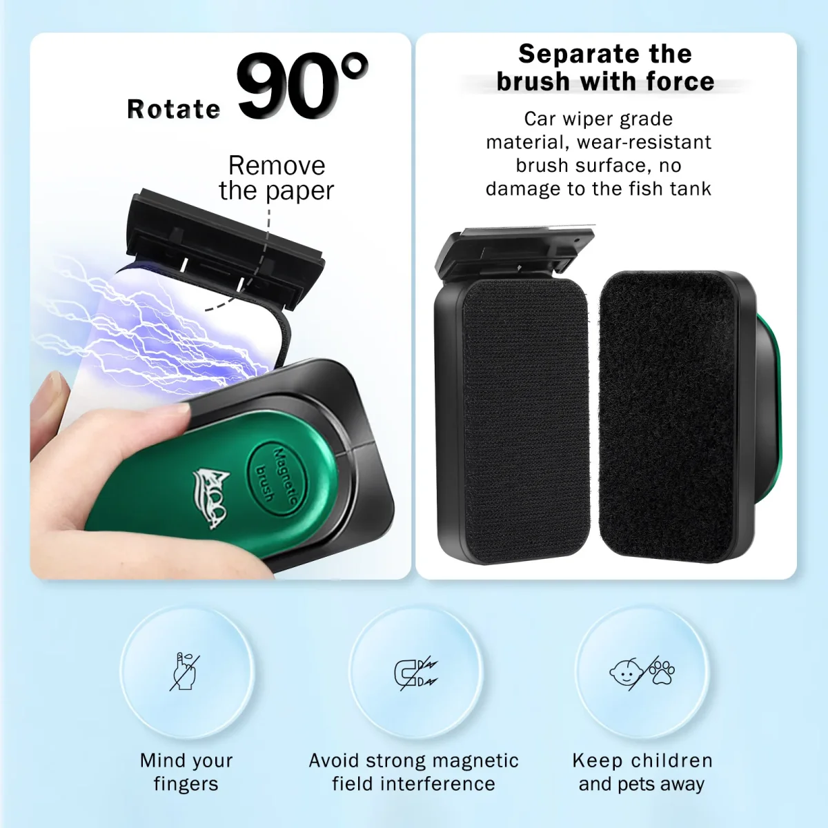 AQQA Aquarium Strong Magnetic Cleaner Brush, Algae Magnet Cleaning Tool, Floating Cleaner Scrubber Brush - Bild 7
