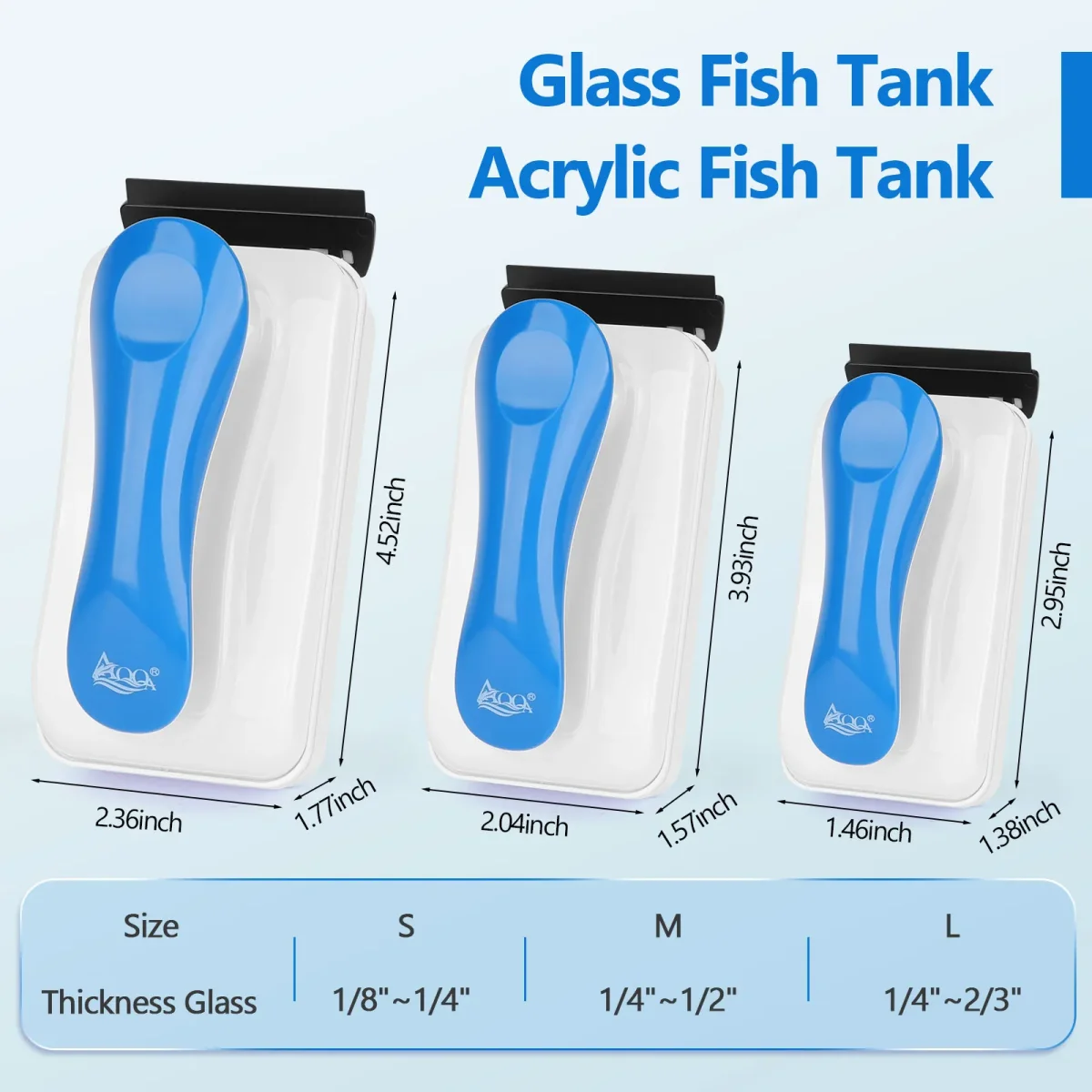 Aquarium Magnet Glass Cleaner, Algae Scraper For Glass/Acrylic (1/4″-2/3″ Thickness) - Bild 9