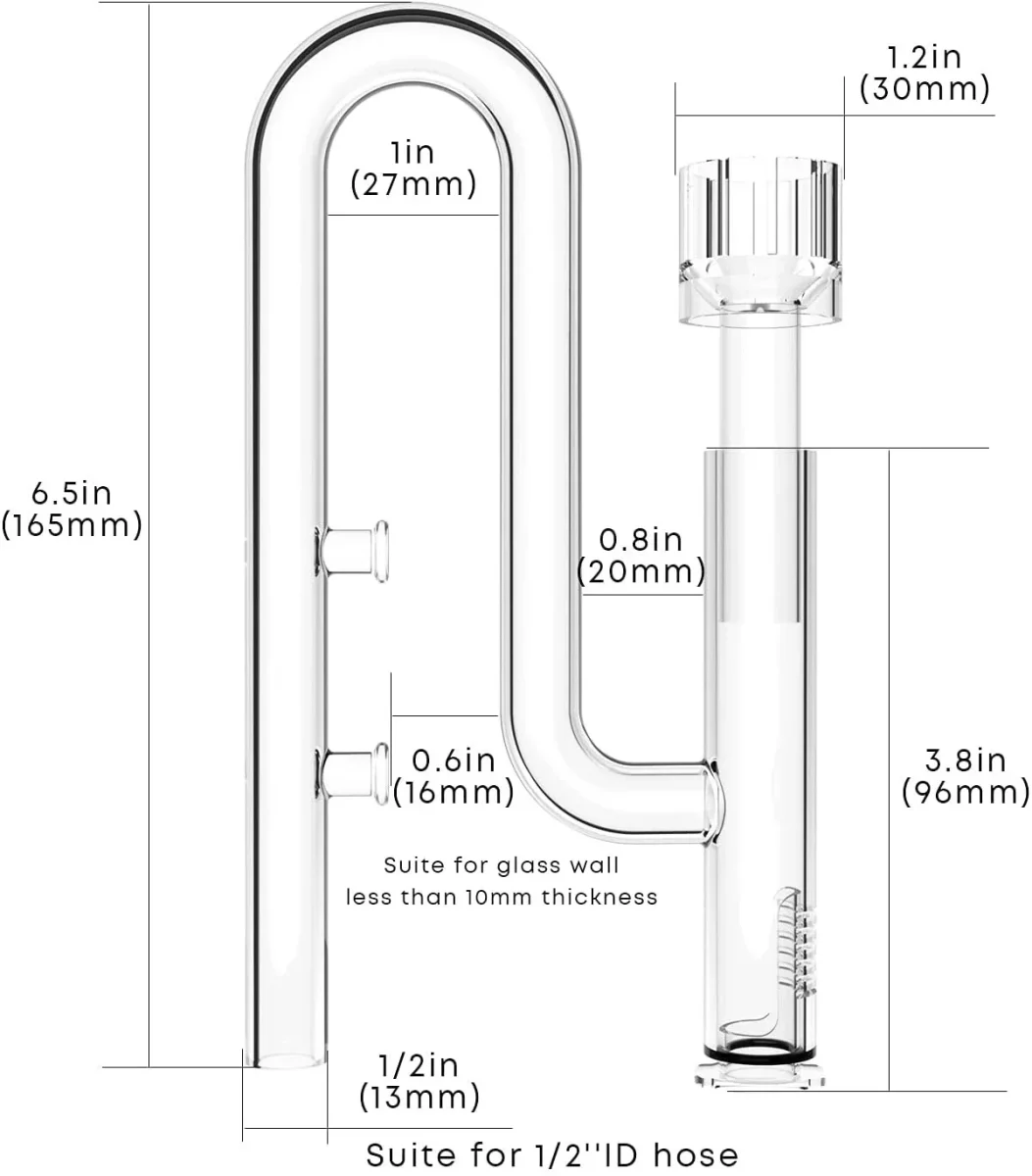 FZONE Aquatic Mini Glass Lily Pipe outlet with inlet skimmer 12/16 or 09/10 hoses - Bild 3