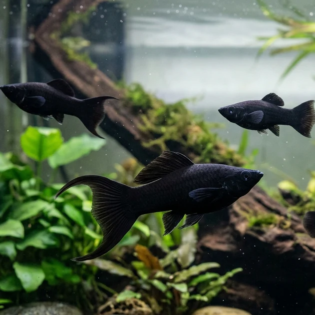 Black Lyretail Molly – Poecilia sphenops - Bild 2