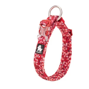 Hundhalsband Blommig Röd