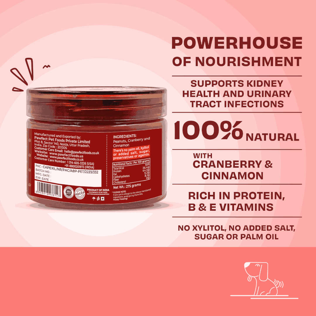 Pawfect Peanut Butter With Cranberry & Cinnamon For Dogs 275g - Bild 4