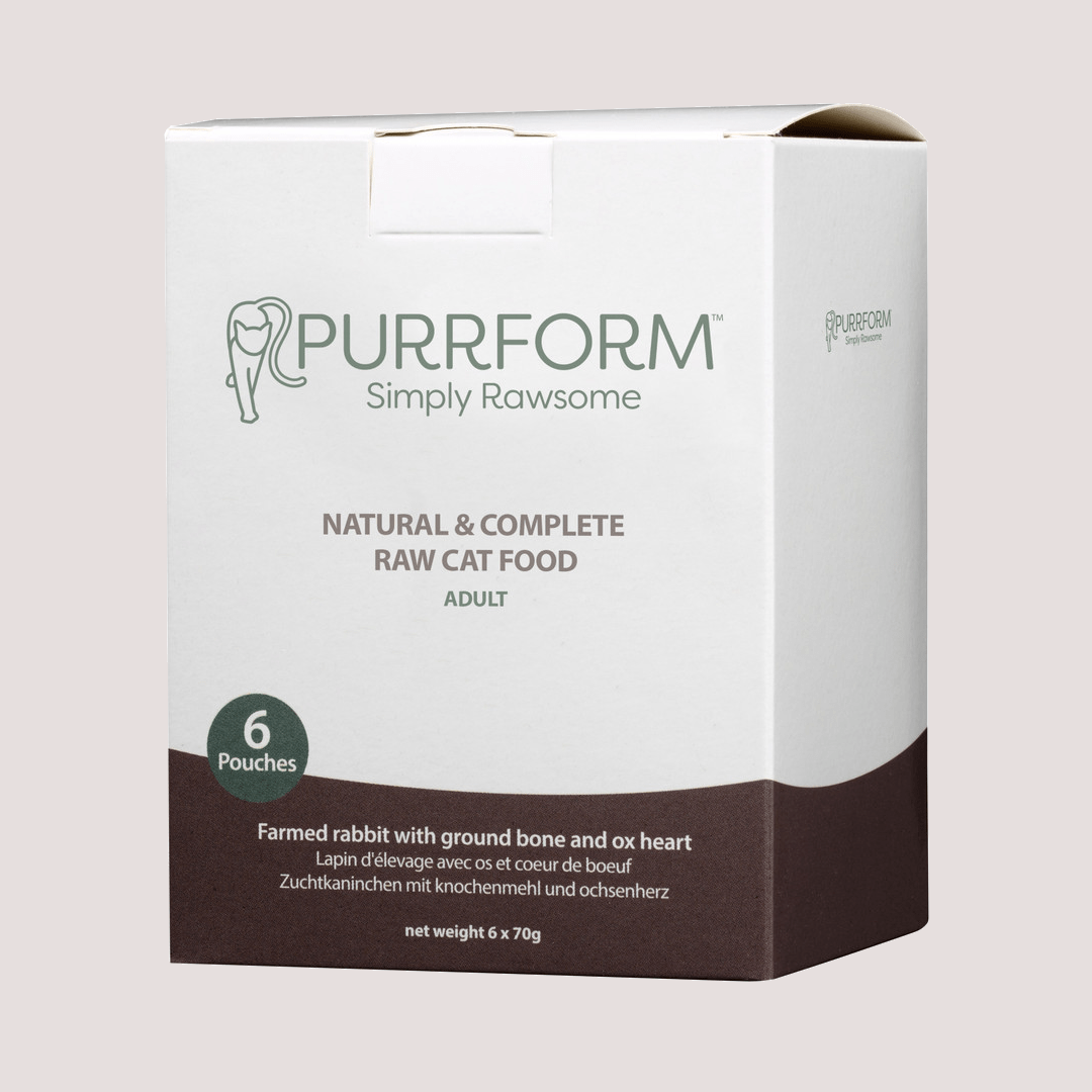 Purrform Farmed Rabbit & Ground Bone with Ox Heart Raw Cat Food 6 x 70g