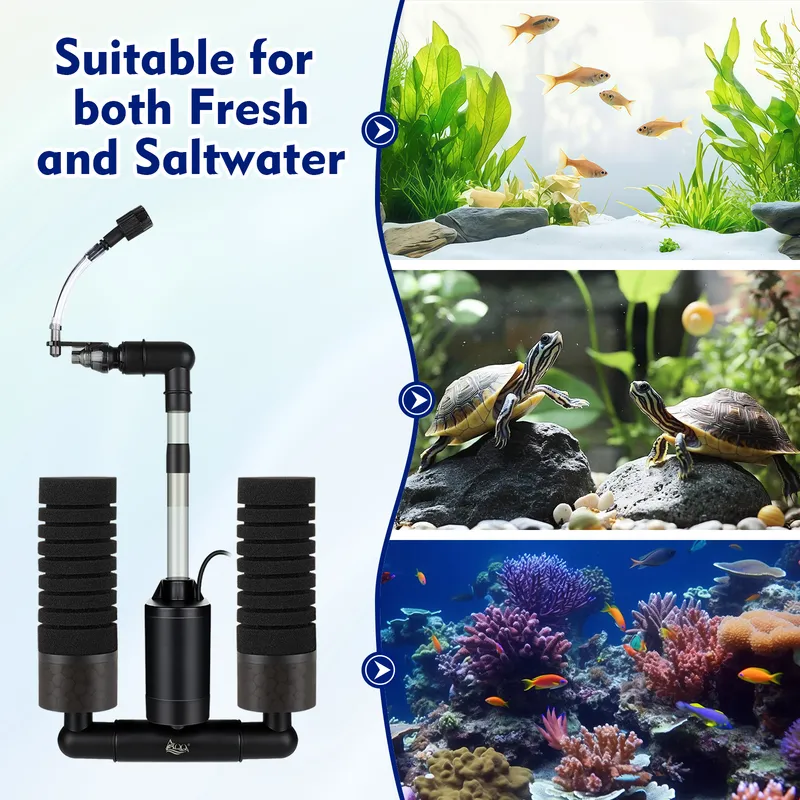 AQQA Electric Sponge Filter for Aquarium, Ultra Quiet USB Powered Breeding & Shrimp Filter For Freshwater & Saltwater Tank(110V, S) - Bild 4