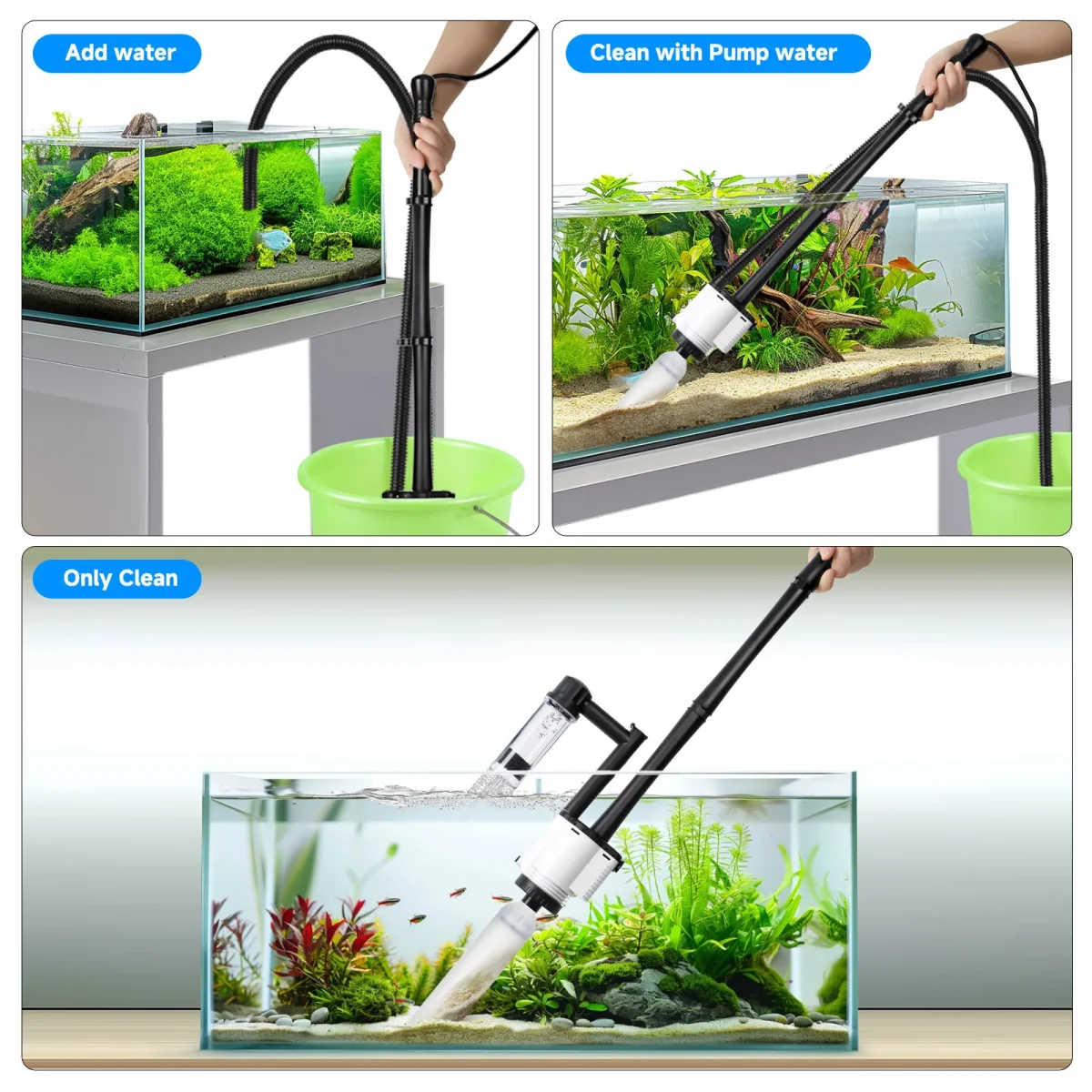 8-in-1 Electric Fish Tank Cleaner For Water Change (30W/480GPH) - Bild 7