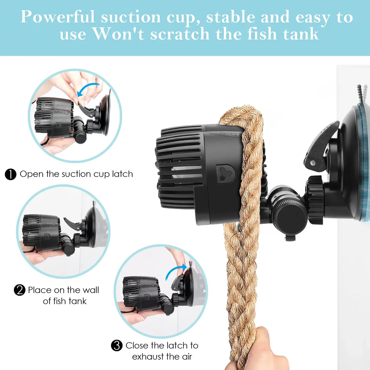 Aquarium Wave Maker (double head), 3W/5W/10W/15W, Ultra Quiet & 360° Adjustable - Bild 6