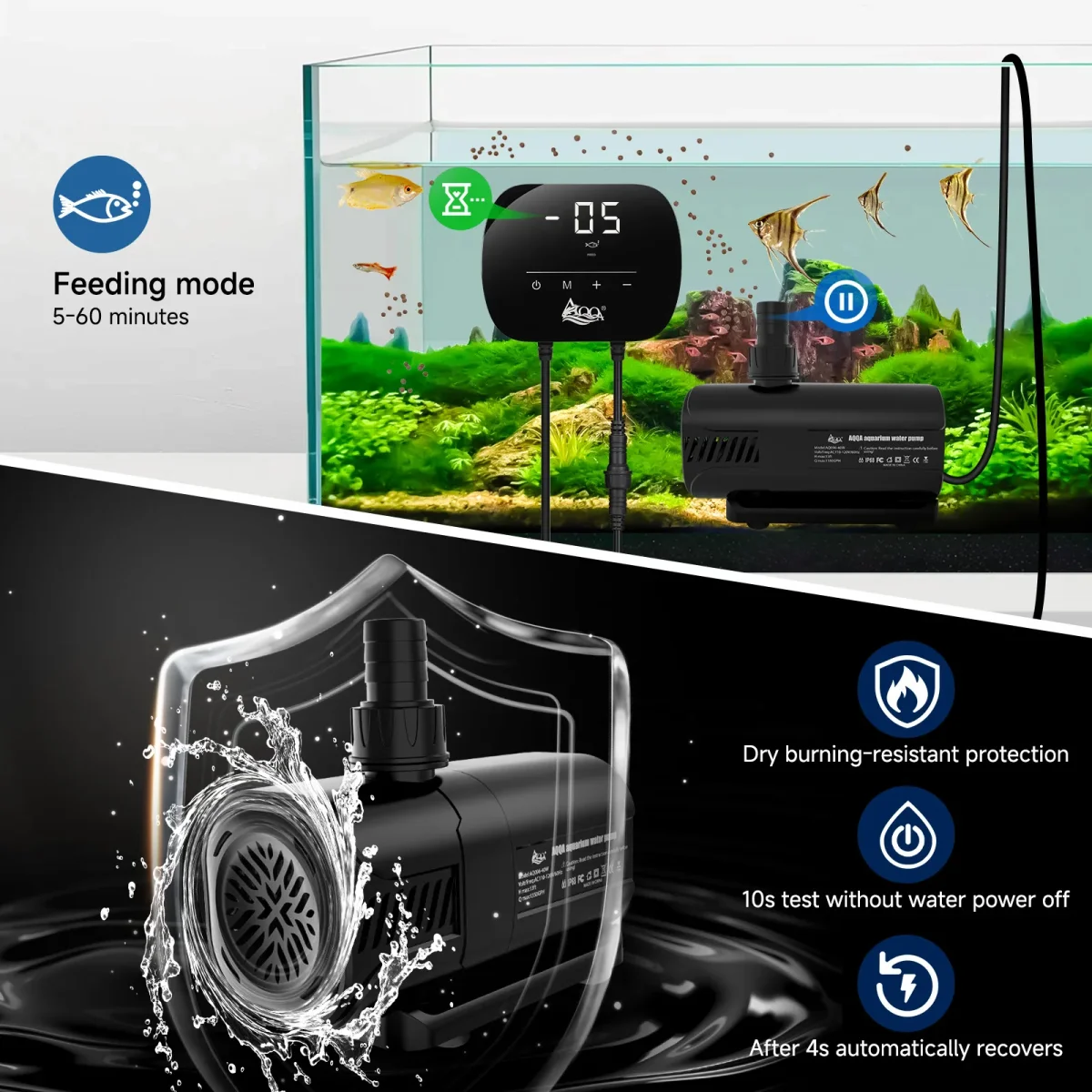 Aquarium Water Pump, 25W, with LCD Display & Multiple Modes - Bild 5