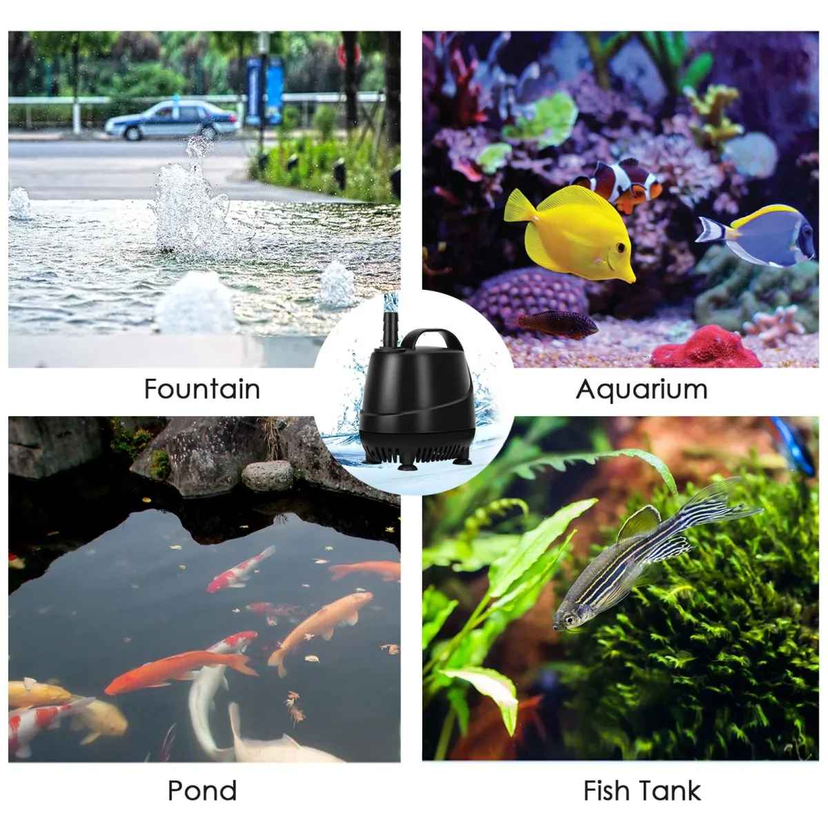 265-920GPH Aquarium Submersible Water Pump with 2 Nozzles for Multiple Uses - Bild 9