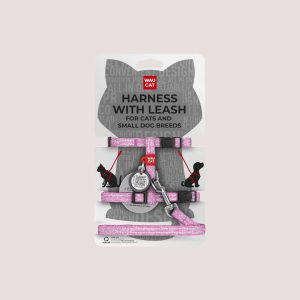 Waucat Cotton Harness & Lead Pink for Cats & Dogs