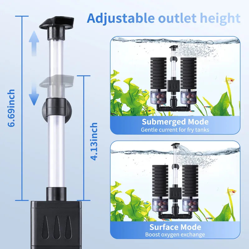 AQQA 110V/60Hz Electric Sponge Filter for Aquariums For 15-55 Gallon Fish Tank - Bild 4