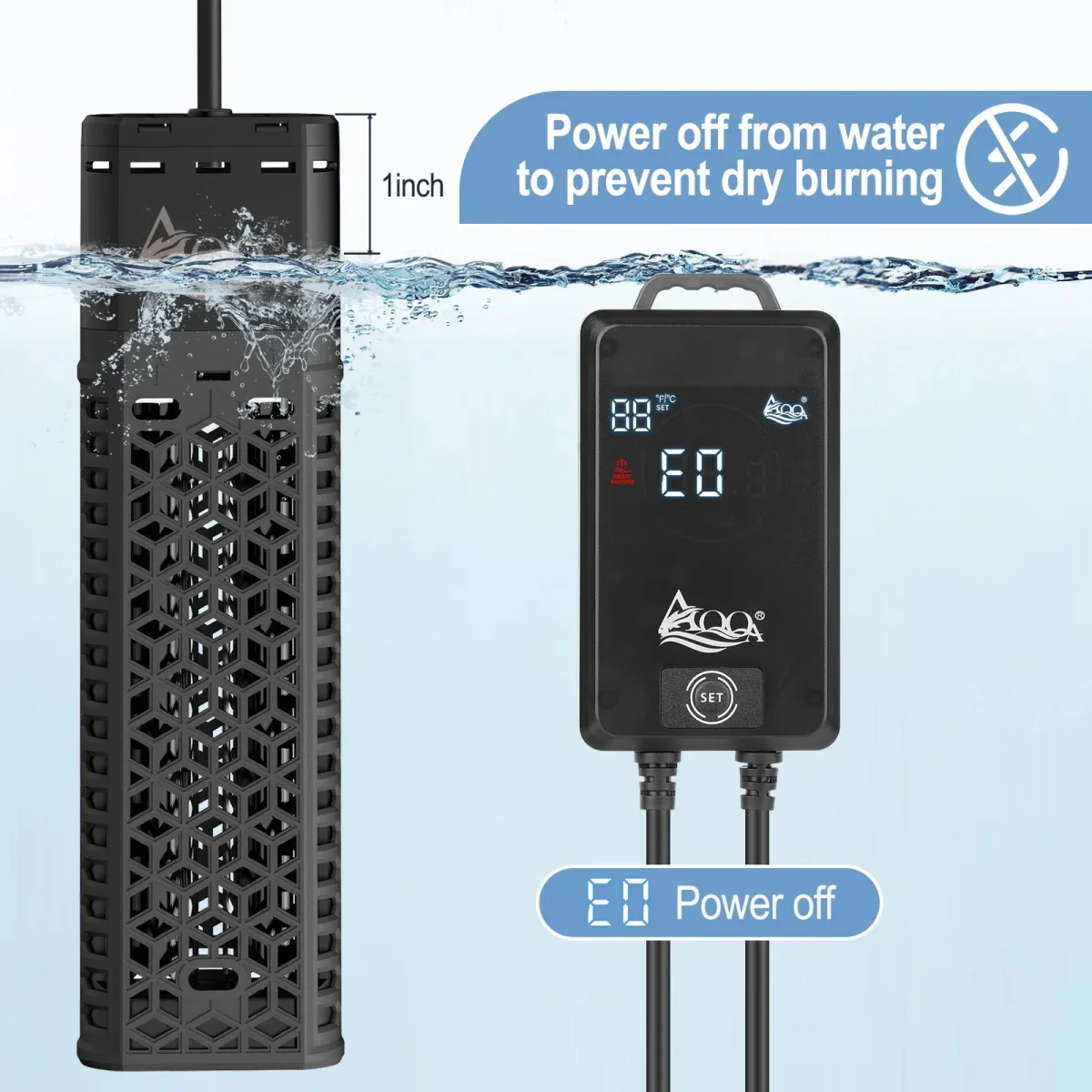 500W Aquarium Heater, Double Quartz Tube, 59-93℉, with Intelligent Controller, Anti-Dry Burning & Overtemperature Protection - Bild 6