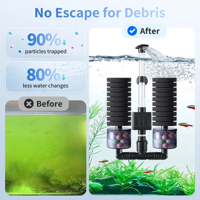 AQQA 110V/60Hz Electric Sponge Filter for Aquariums For 15-55 Gallon Fish Tank - Bild 6