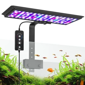 AQQA 14W LED Aquarium Light, 24/7 Mode, DIY Mode, Full Spectrum, Adjustable Timer/Brightness, Memory Func., IP68 Waterproof, for 12 – 18 Inch Tanks